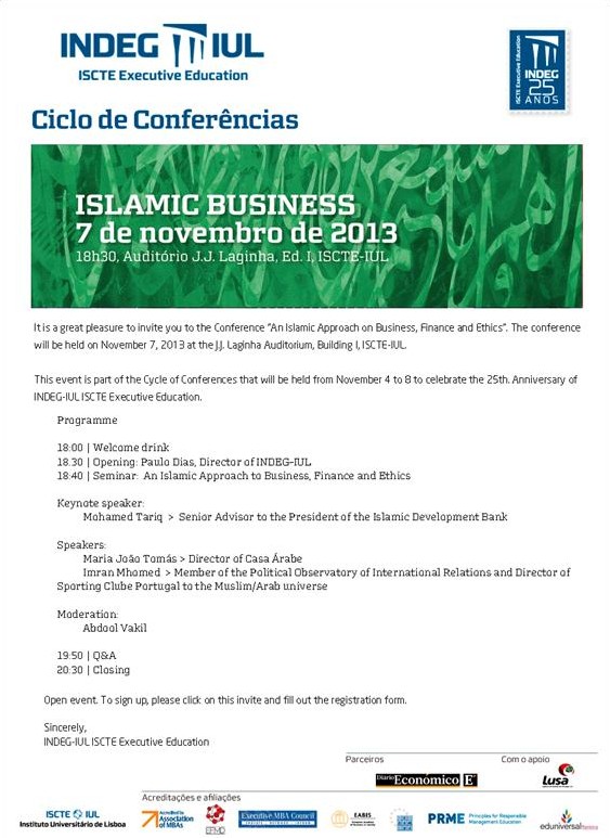 Convite: Islamic Business Conference | November 7, 2013
